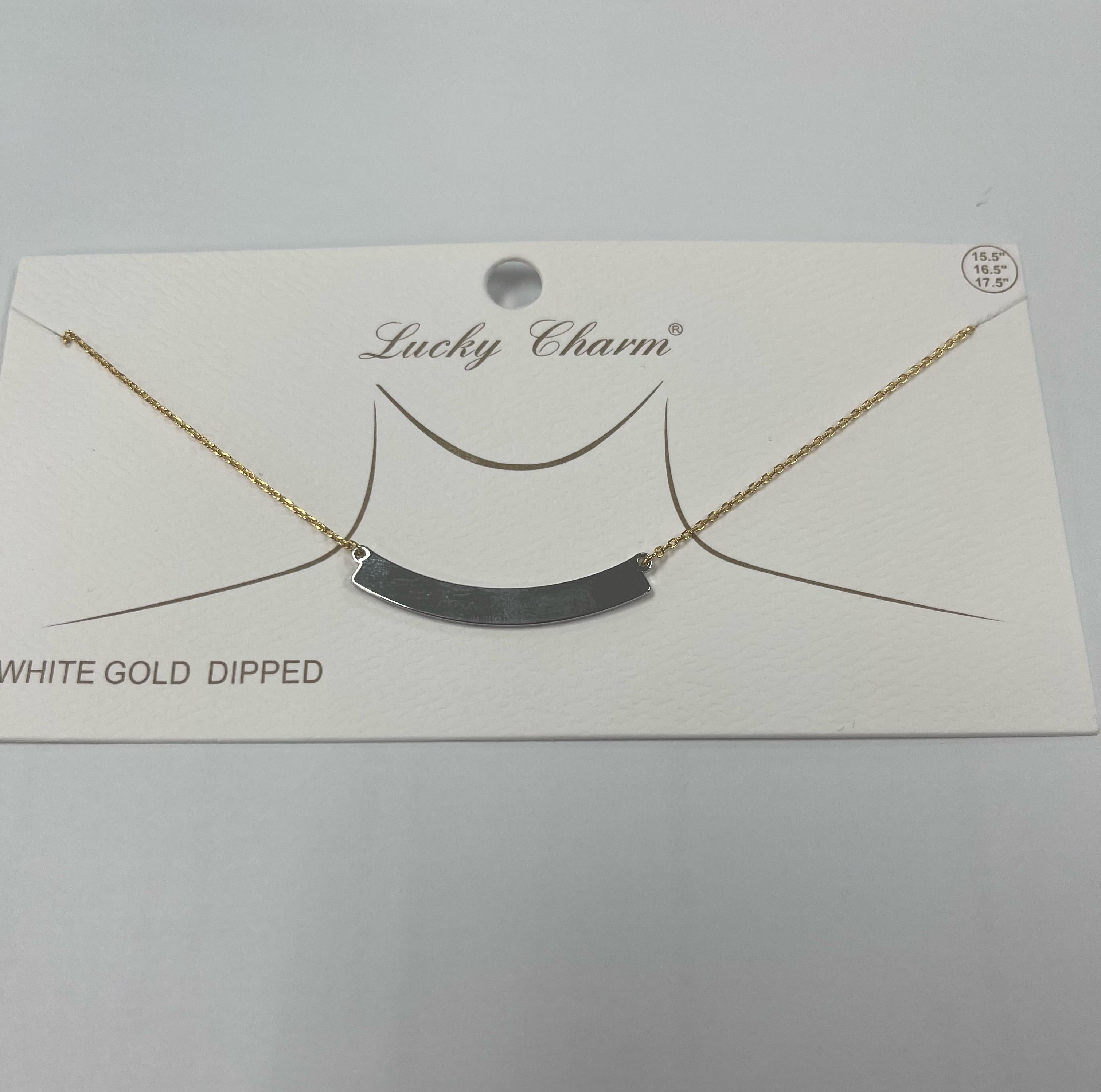 Two-Toned Plated Curved Nameplate Necklace - Closet Space
