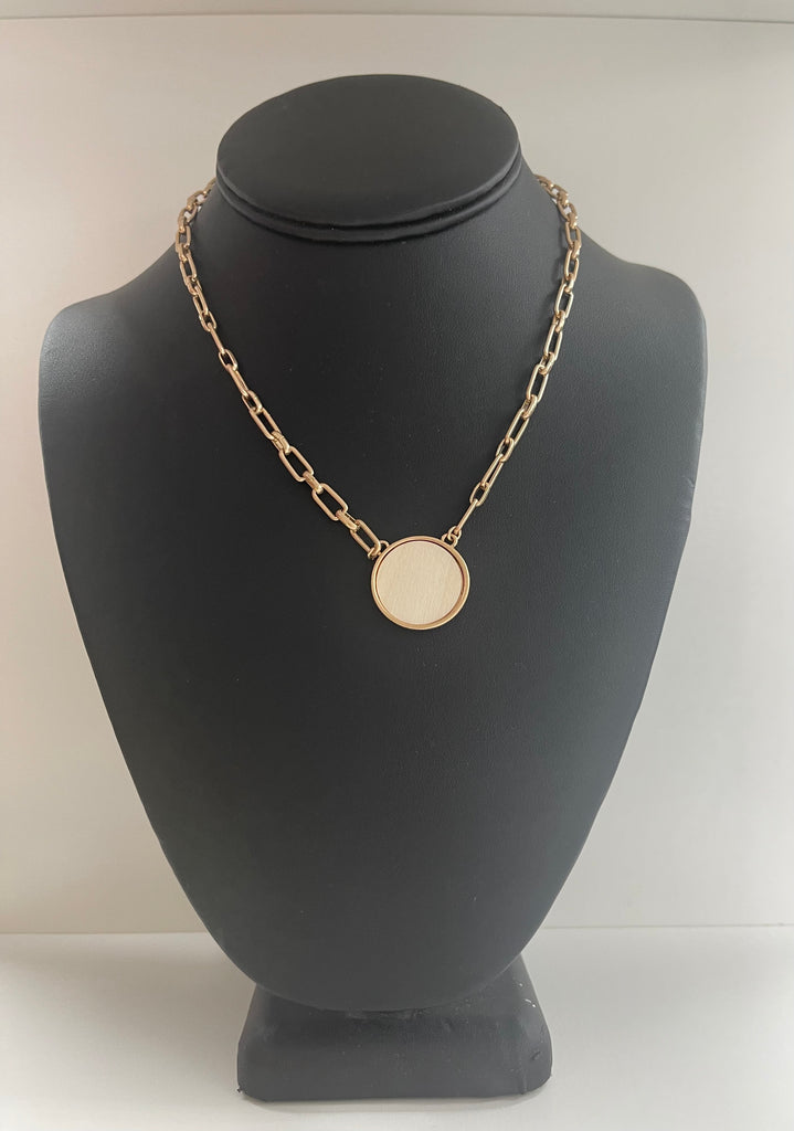 Round Wood Pendant Necklace - Closet Space