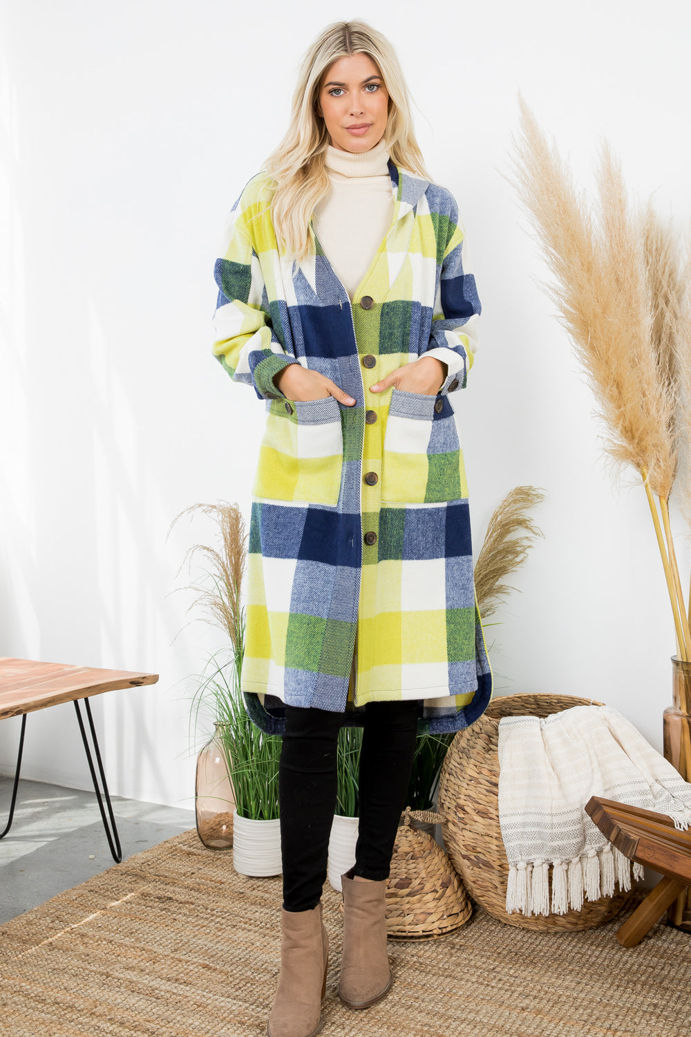 Plaid Oversized Duster Shacket