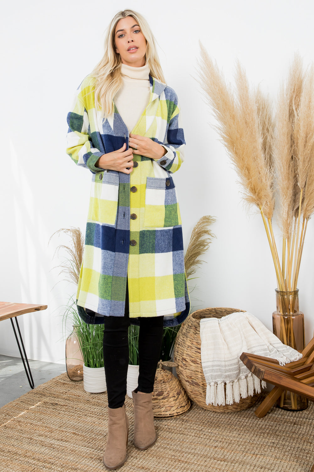 Plaid Oversized Duster Shacket