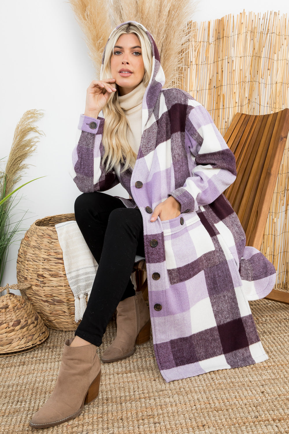 Plaid Oversized Duster Shacket
