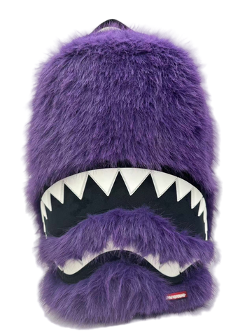 Purple furry shark mouth sprayground  backpack