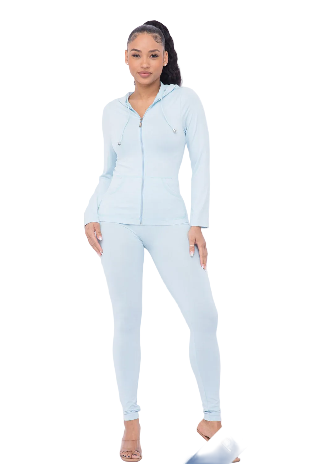 Curvy - Seamless Zip Up Hoodie Leggings Set