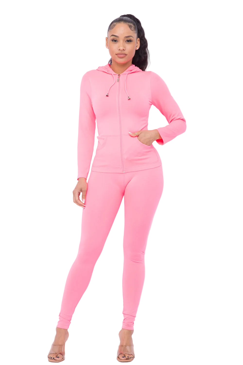 Curvy - Seamless Zip Up Hoodie Leggings Set