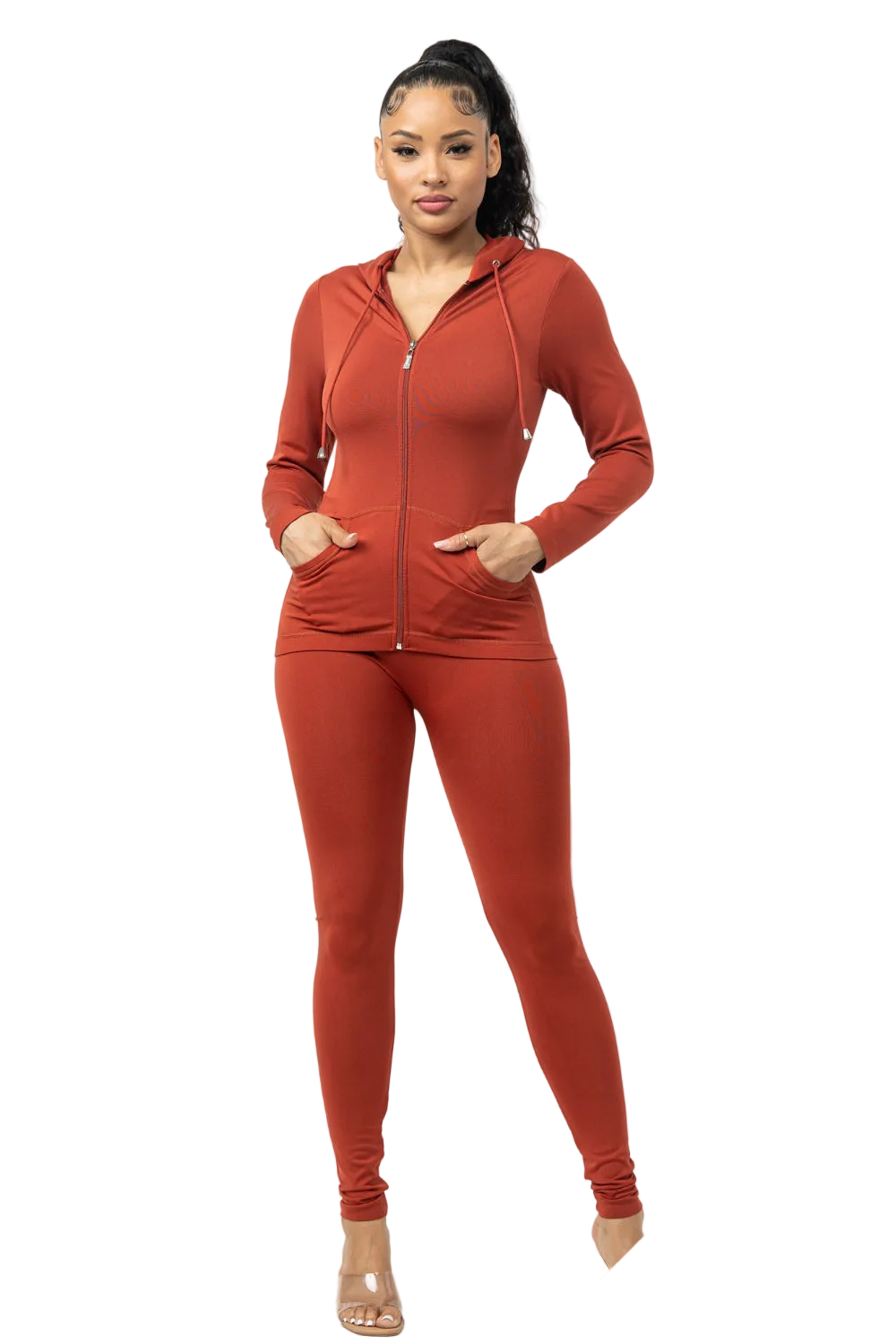 Curvy - Seamless Zip Up Hoodie Leggings Set