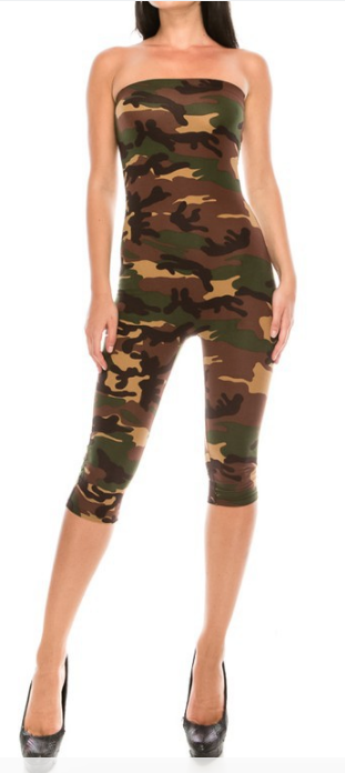 Curvy - Camo Capri Tube Jumpsuit