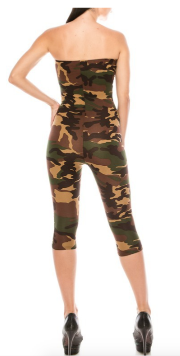 Curvy - Camo Capri Tube Jumpsuit