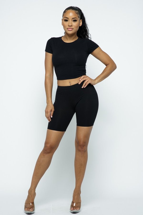 Solid Colored Round Neck Crop Top - Closet Space