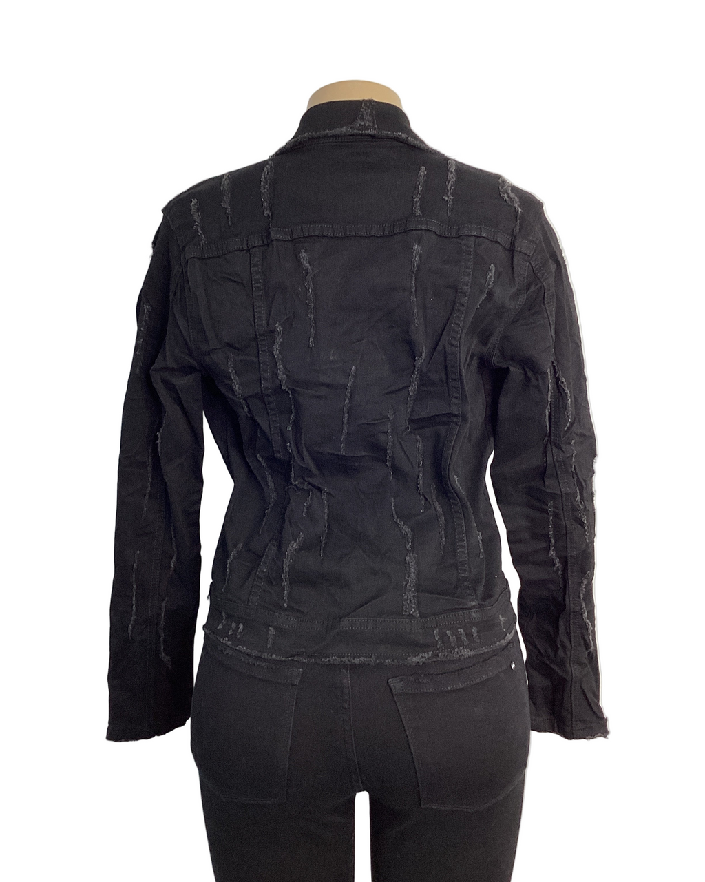 Zipper Detailed Distressed Denim Jacket