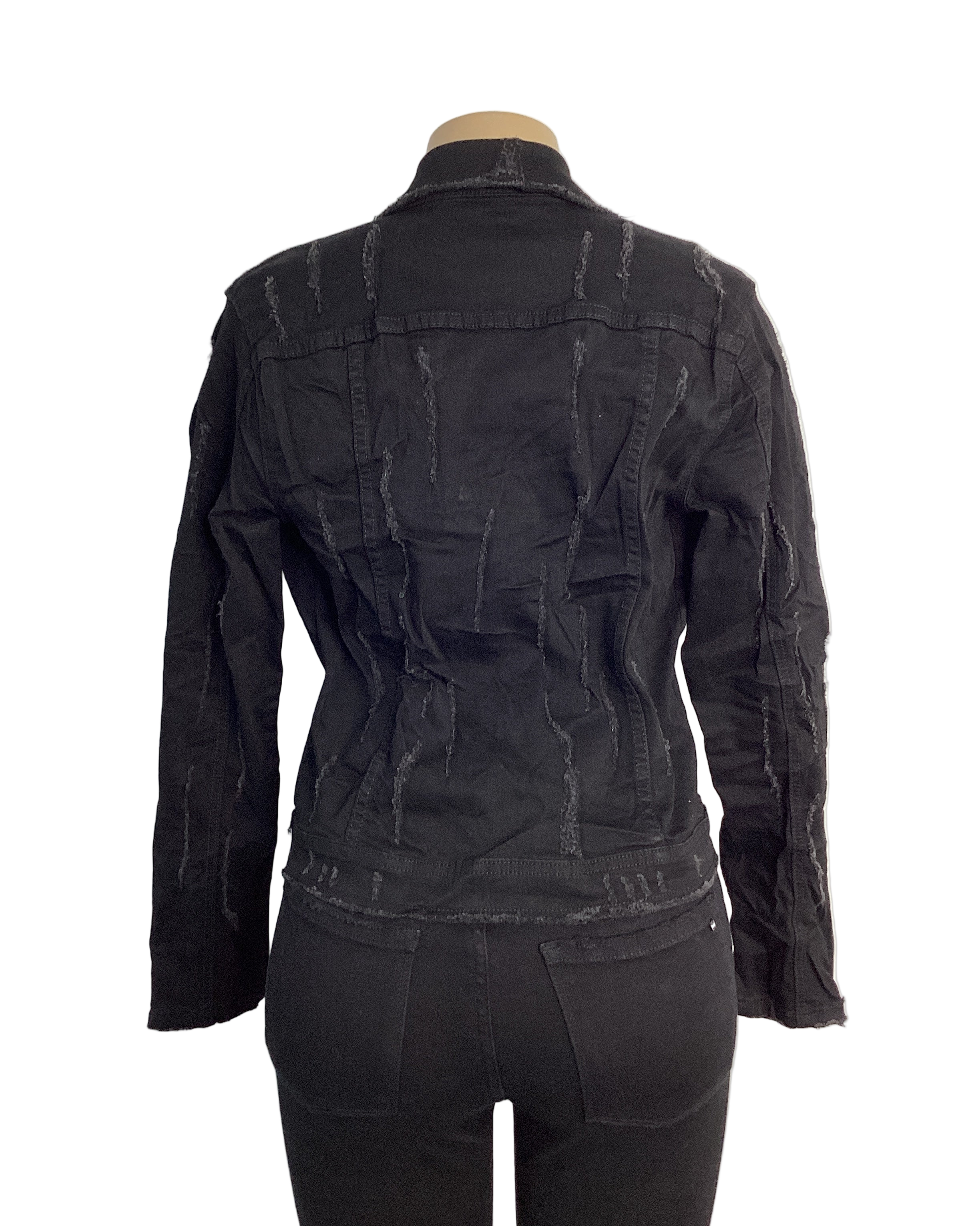 Zipper Detailed Distressed Denim Jacket