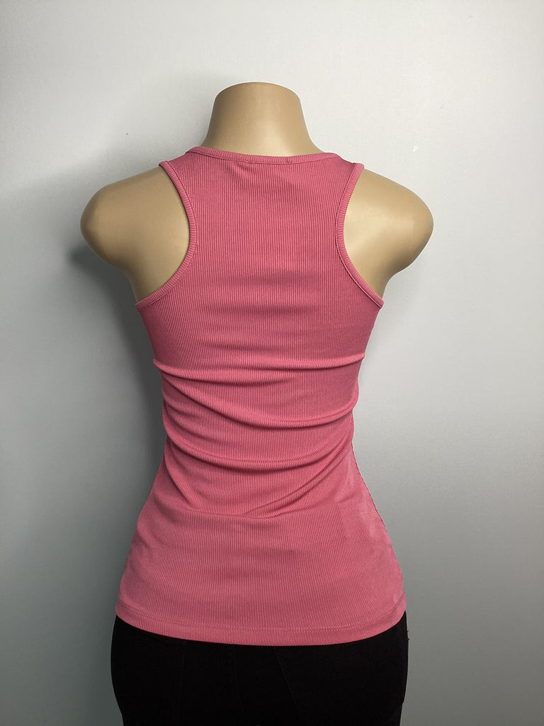 Buttoned Ribbed Tank Top - Closet Space