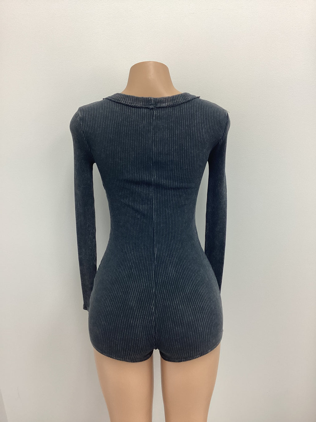 Mineral Washed Romper Front Neck Reverse - Closet Space