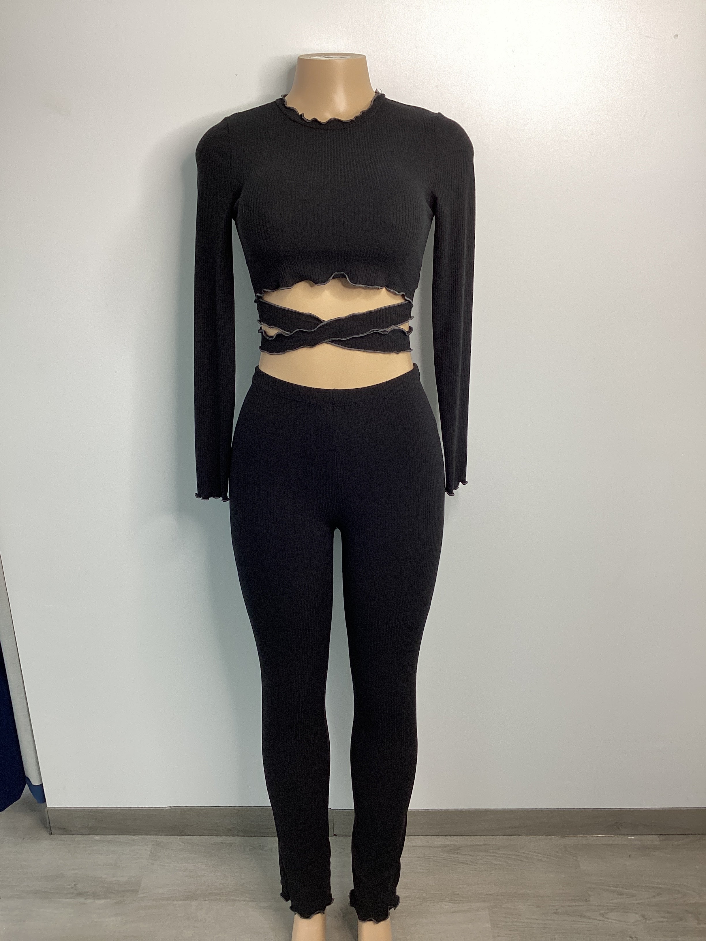 Lettuce Edge Stretch Top Legging Set - Closet Space