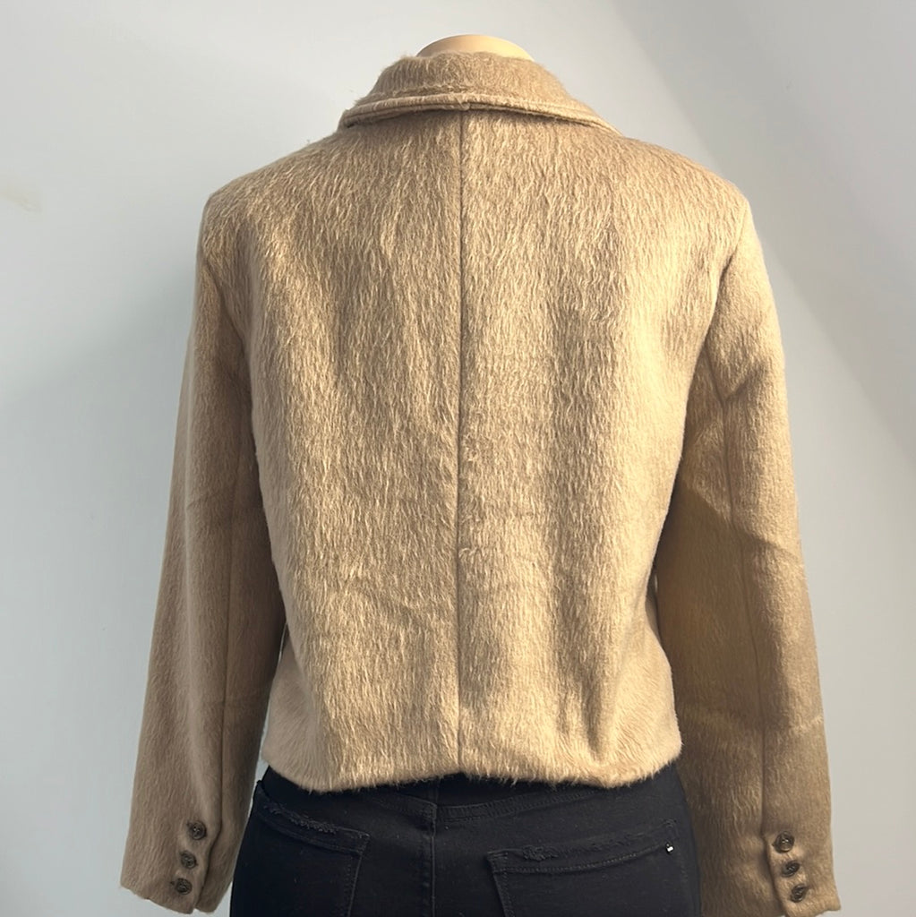 Faux Fur Button Up Crop Jacket - Closet Space