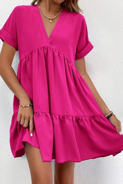 Fresh and Sweet V-Neck Large Swing Dress - Closet Space