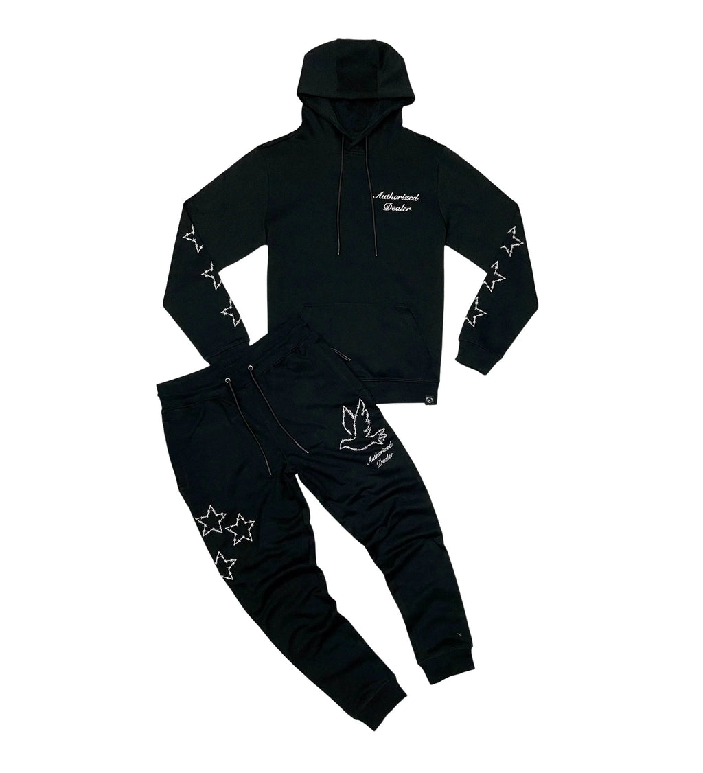 Embroidered Star Hoodie Jogger Set - Closet Space