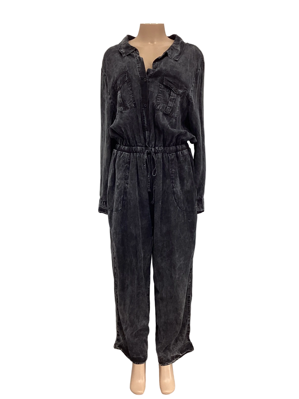 Mineral Washed Button Down Jumpsuit