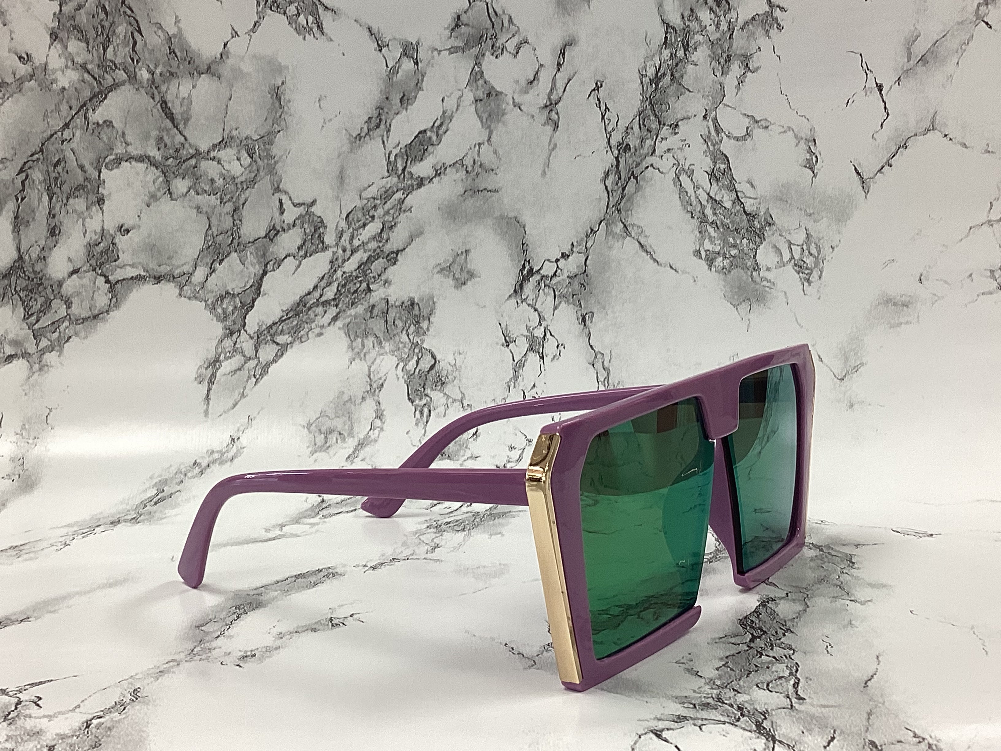 Abstract Square Sunglasses W/ Gold Trim - Closet Space