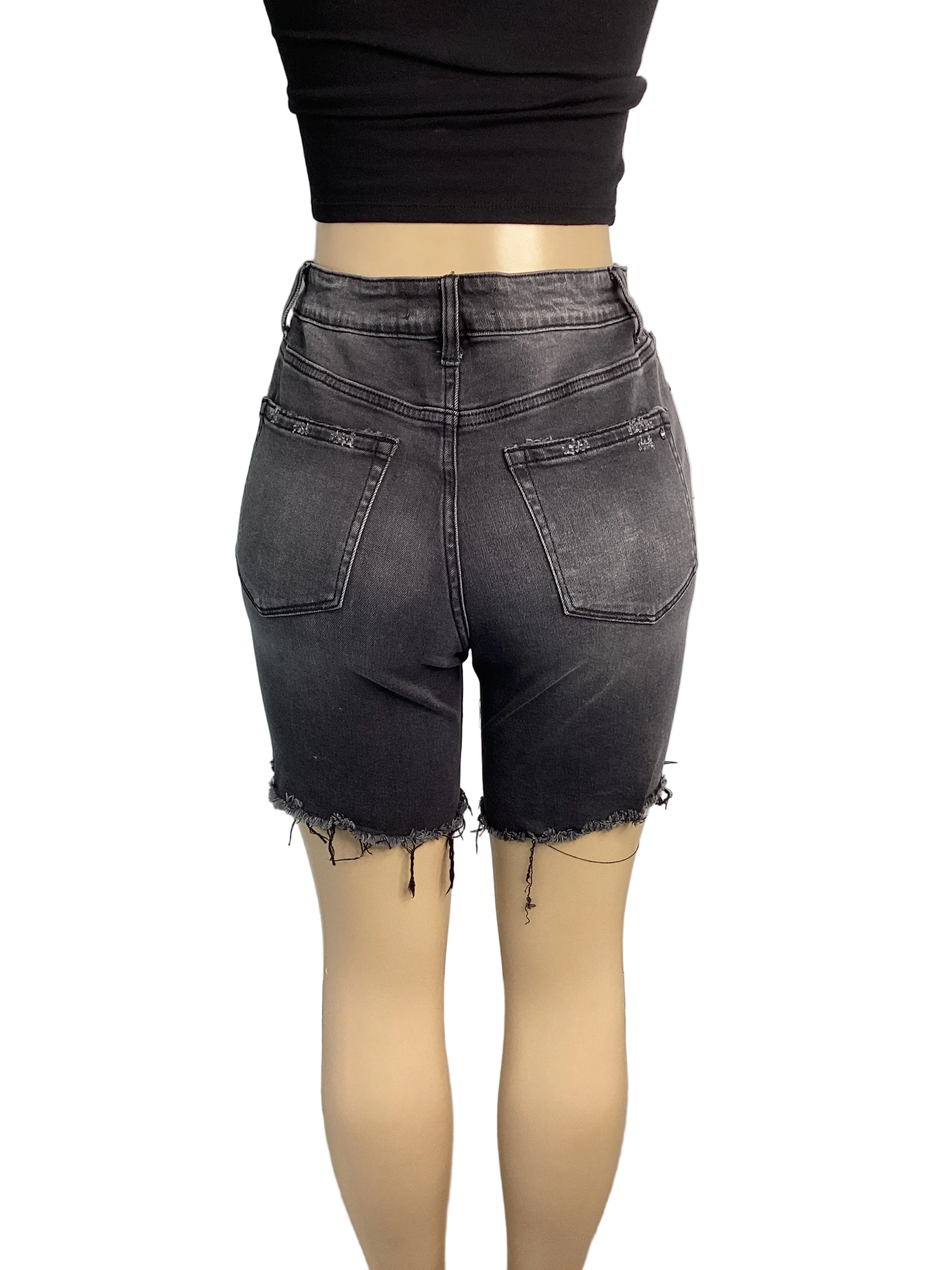 High Rise Stretch Midi Shorts