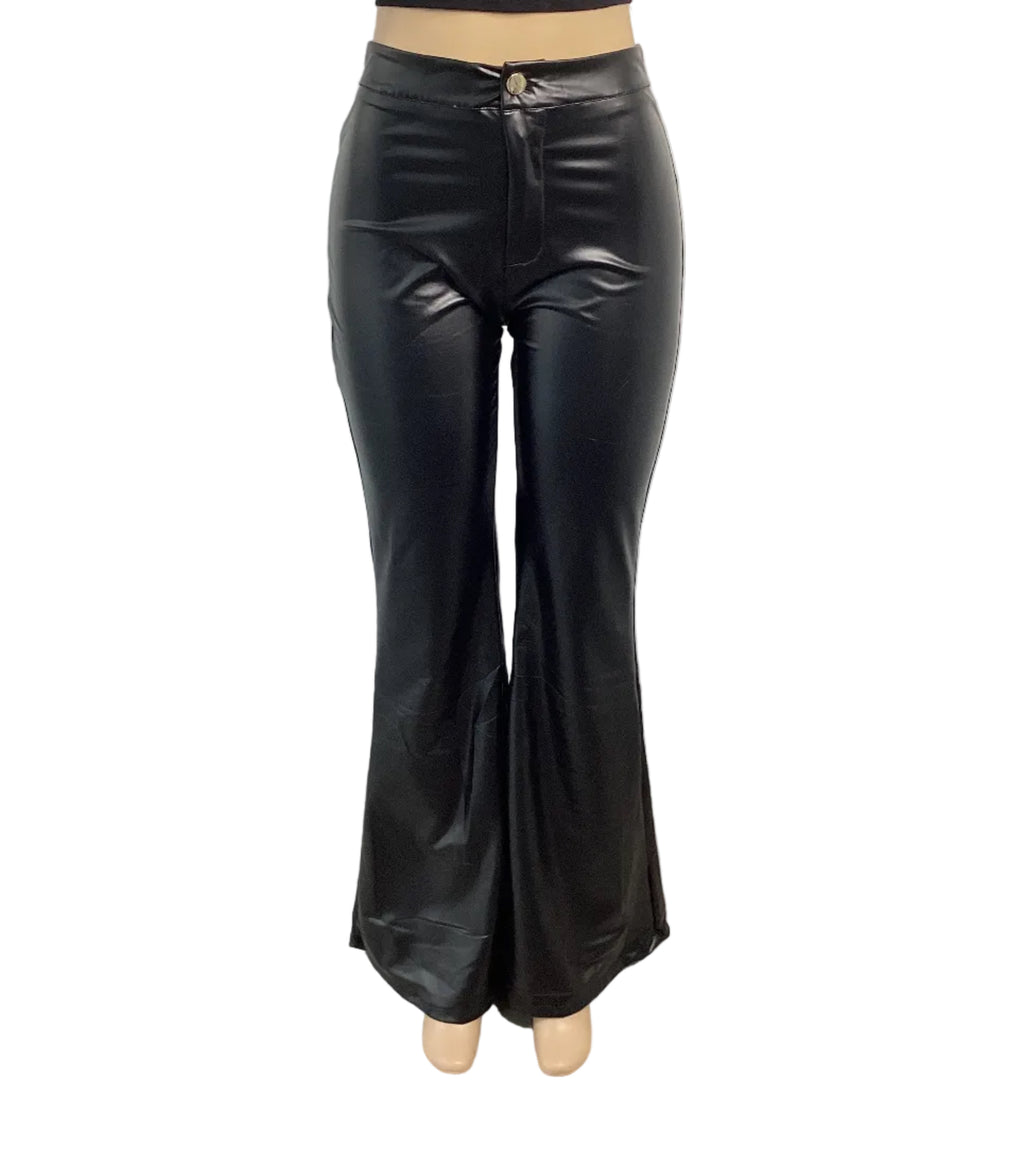 Faux Leather Slim Fit Flare Pant - Closet Space