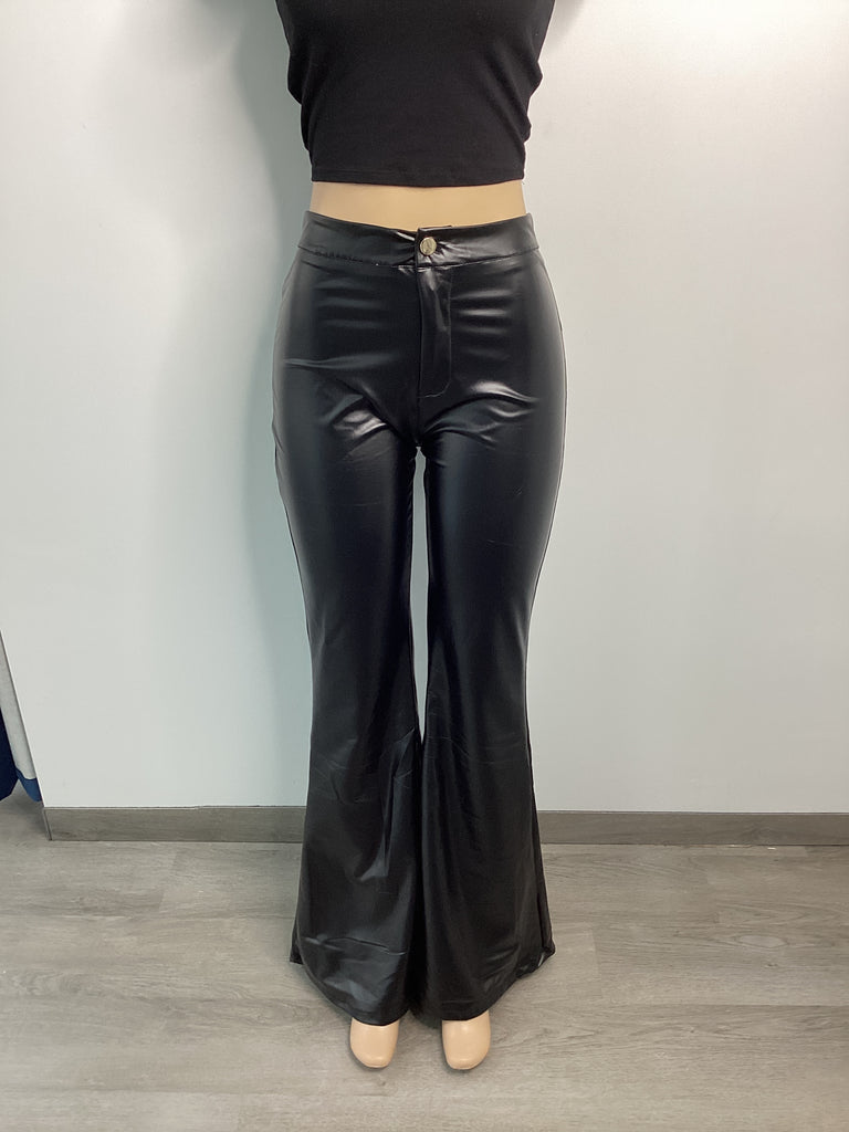 Faux Leather Slim Fit Flare Pant - Closet Space