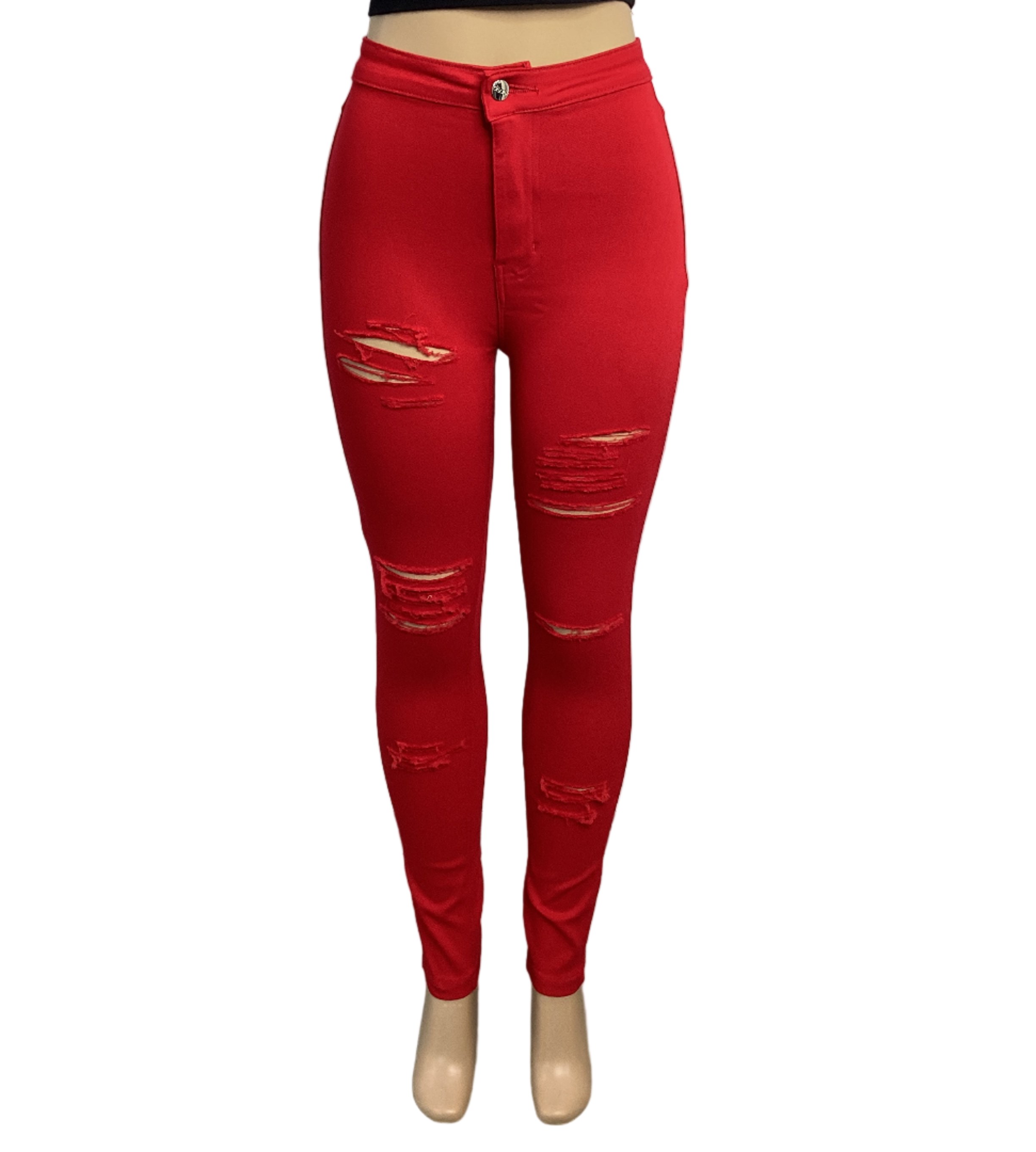 Stretch Color Denim Distressed Jegging