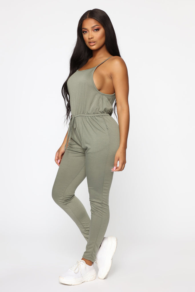 Scoop Neck Tie Waist Jumpsuit - Closet Space