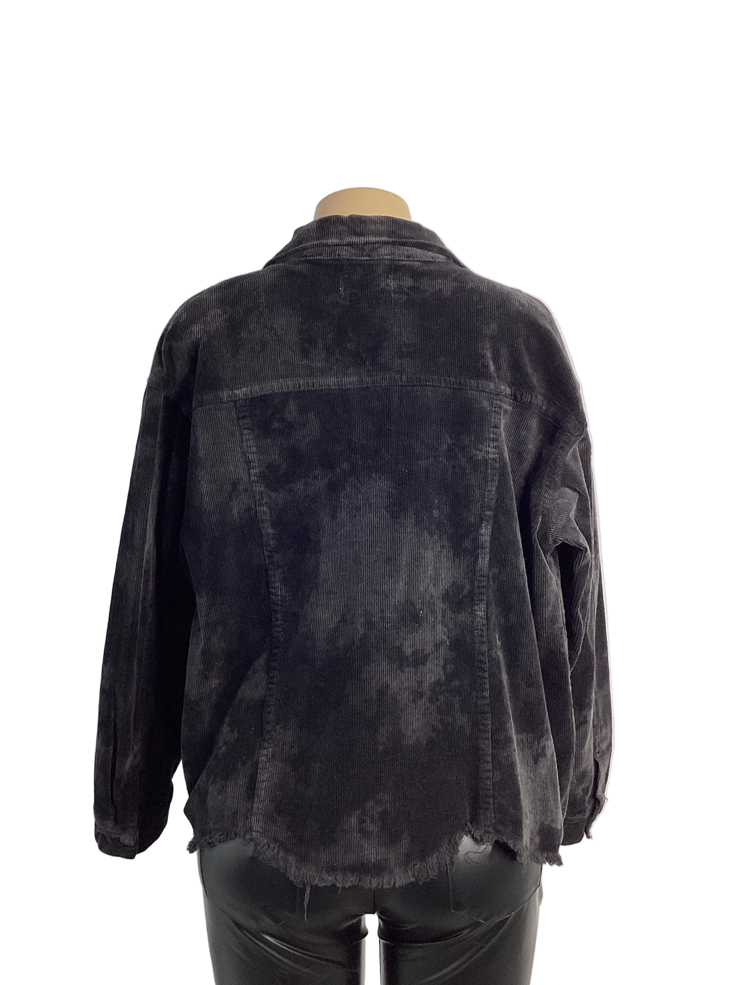 Washed Button Front Tie Dye Corduroy Jacket