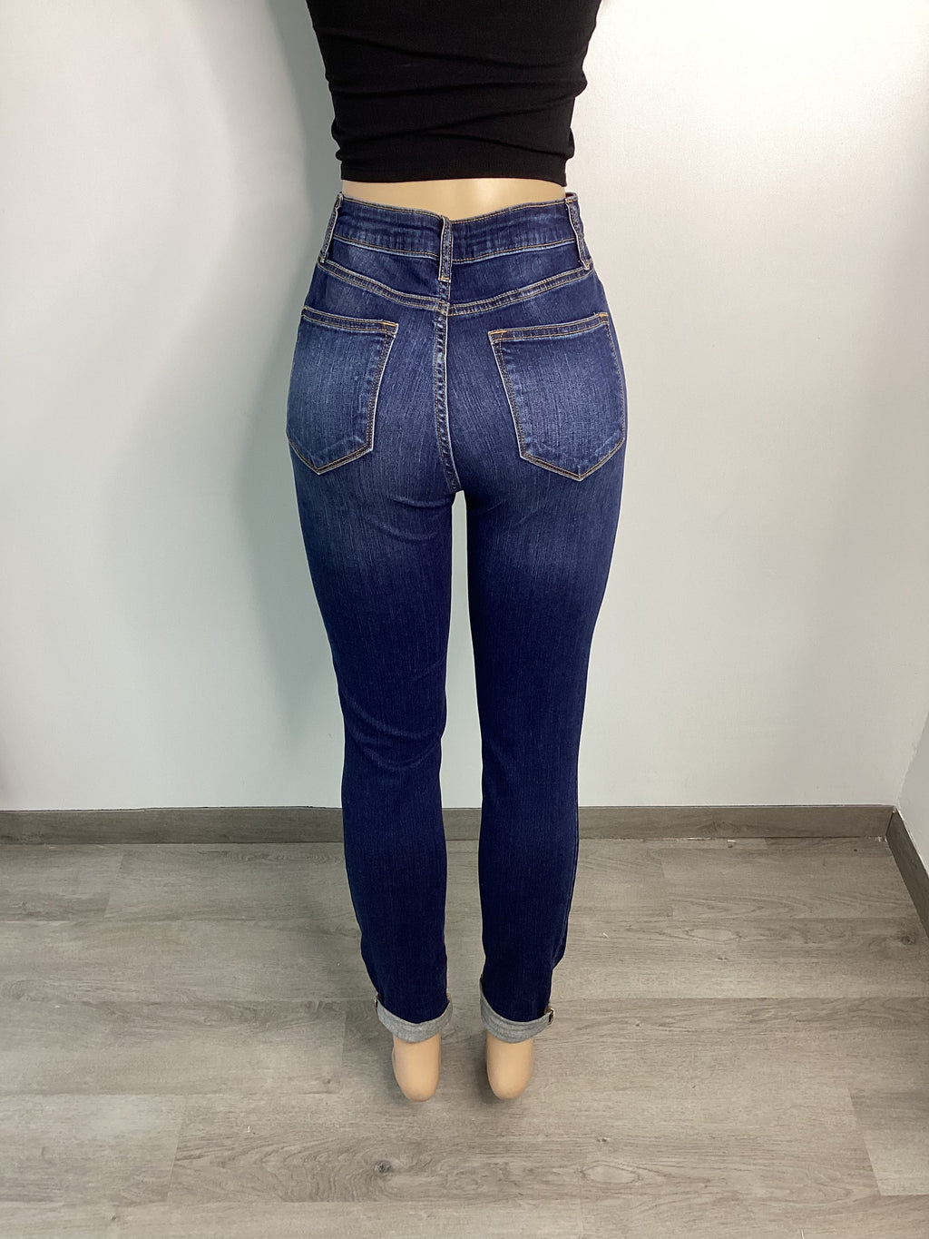 Distressed Cuffed Highrise Skinny Jeans - Closet Space