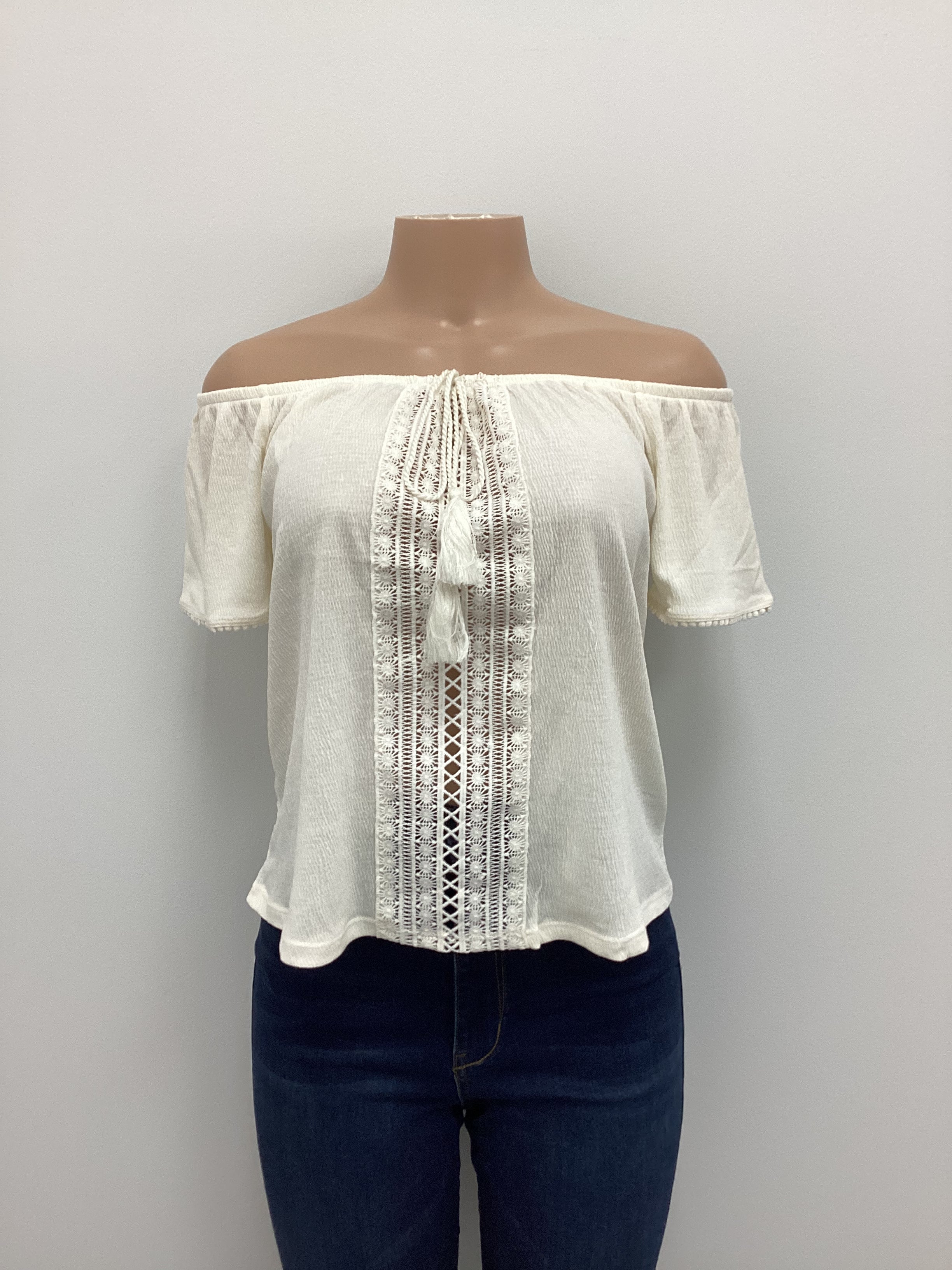 Off The Shoulder Tassel Blouse - Closet Space