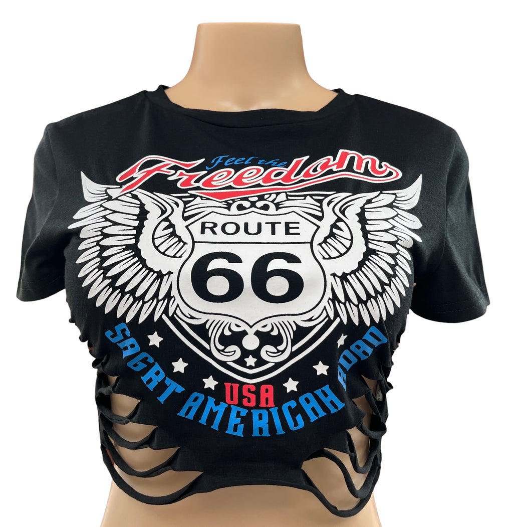 Feel The Freedom Distressed Crop Top - Closet Space