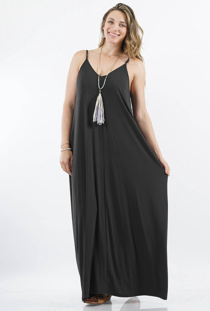 Curvy - V Neck Cami Maxi Dress - Closet Space