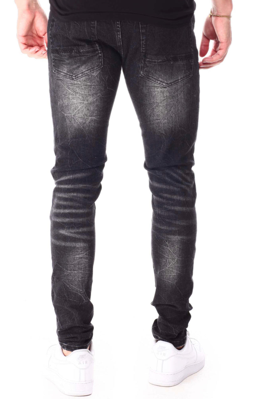 Camo Backing Distressed Denim Pants - Closet Space