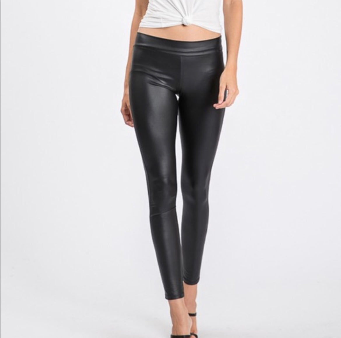 Faux Leather Banded Waist Legging Pant - Closet Space