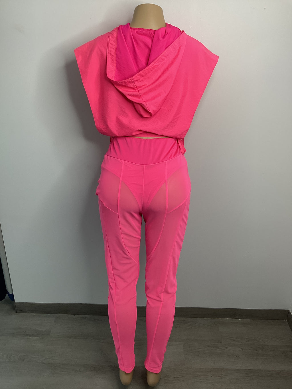 Neon Athletic Hood Jacket Mesh Legging Set - Closet Space