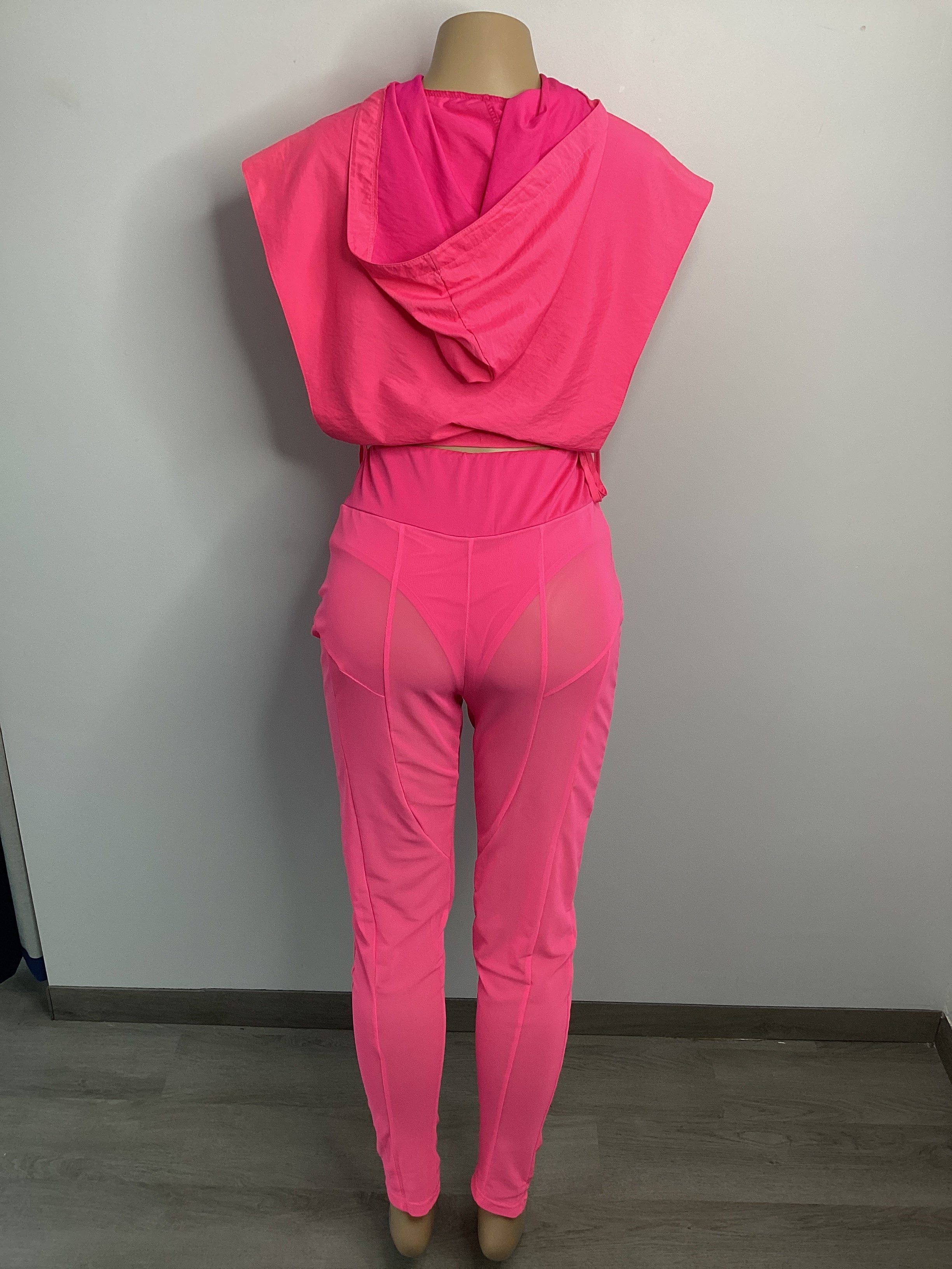 Neon Athletic Hood Jacket Mesh Legging Set - Closet Space