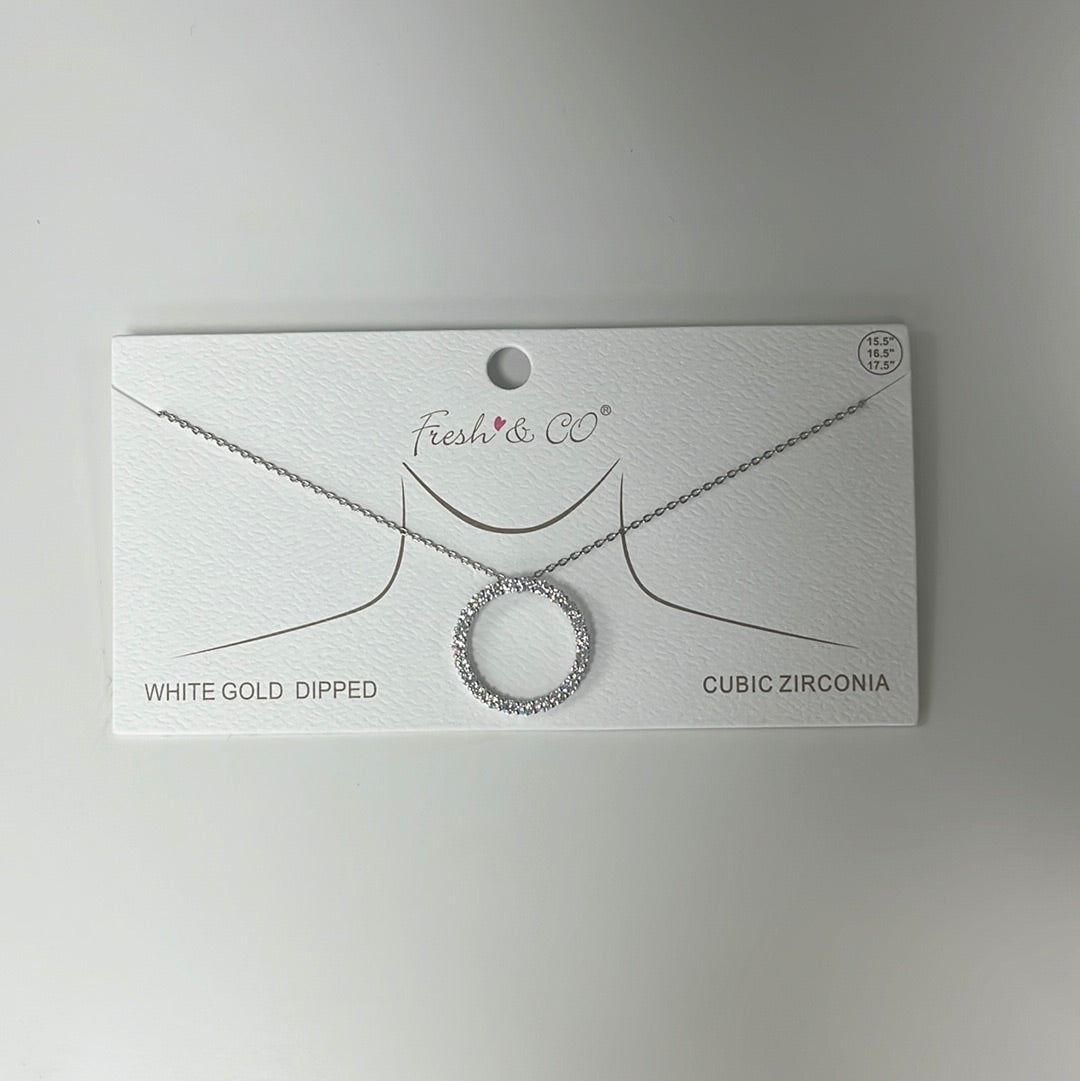 White Gold Open Halo Necklace - Closet Space
