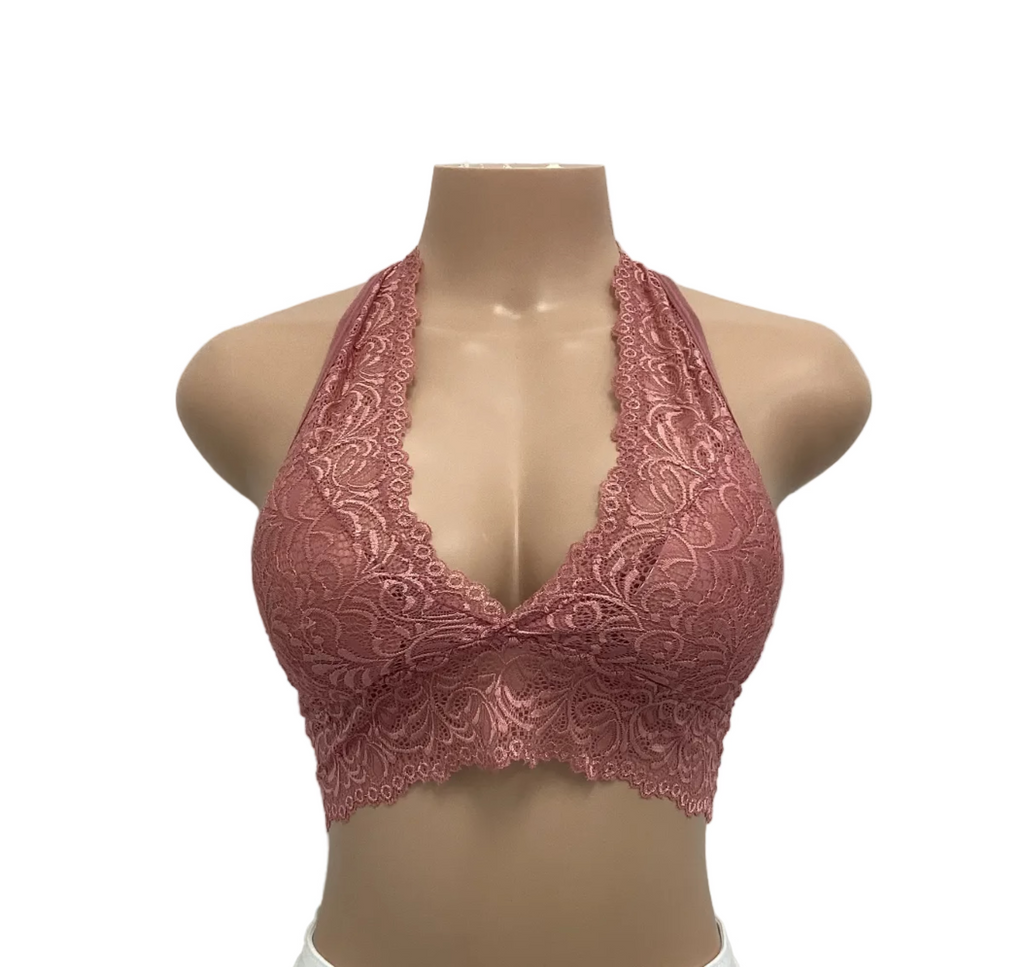 Lace Halter Cross Back Bralette - Closet Space