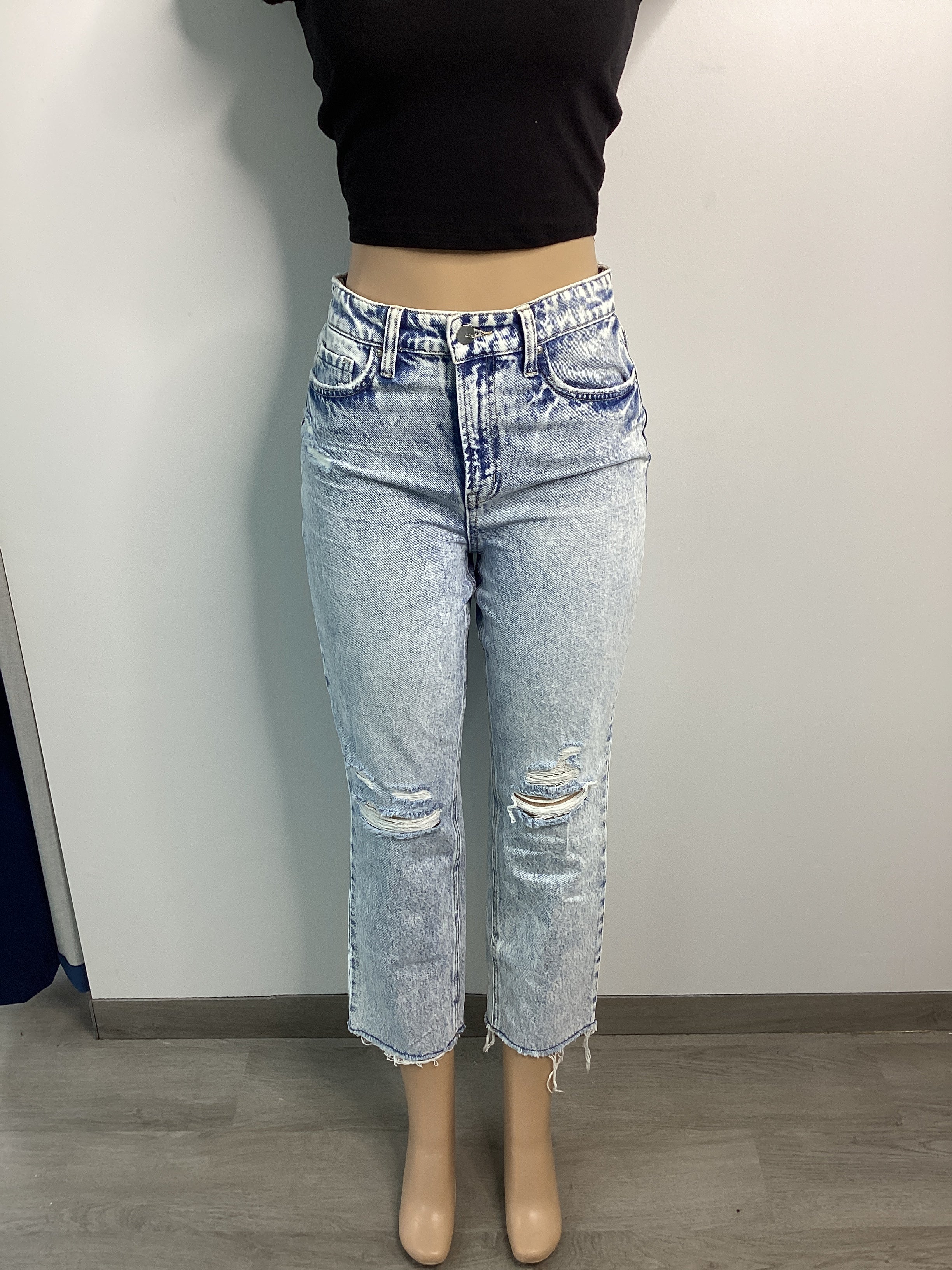 Stonewash Rigid Super High Rise Straight Crop Jean - Closet Space