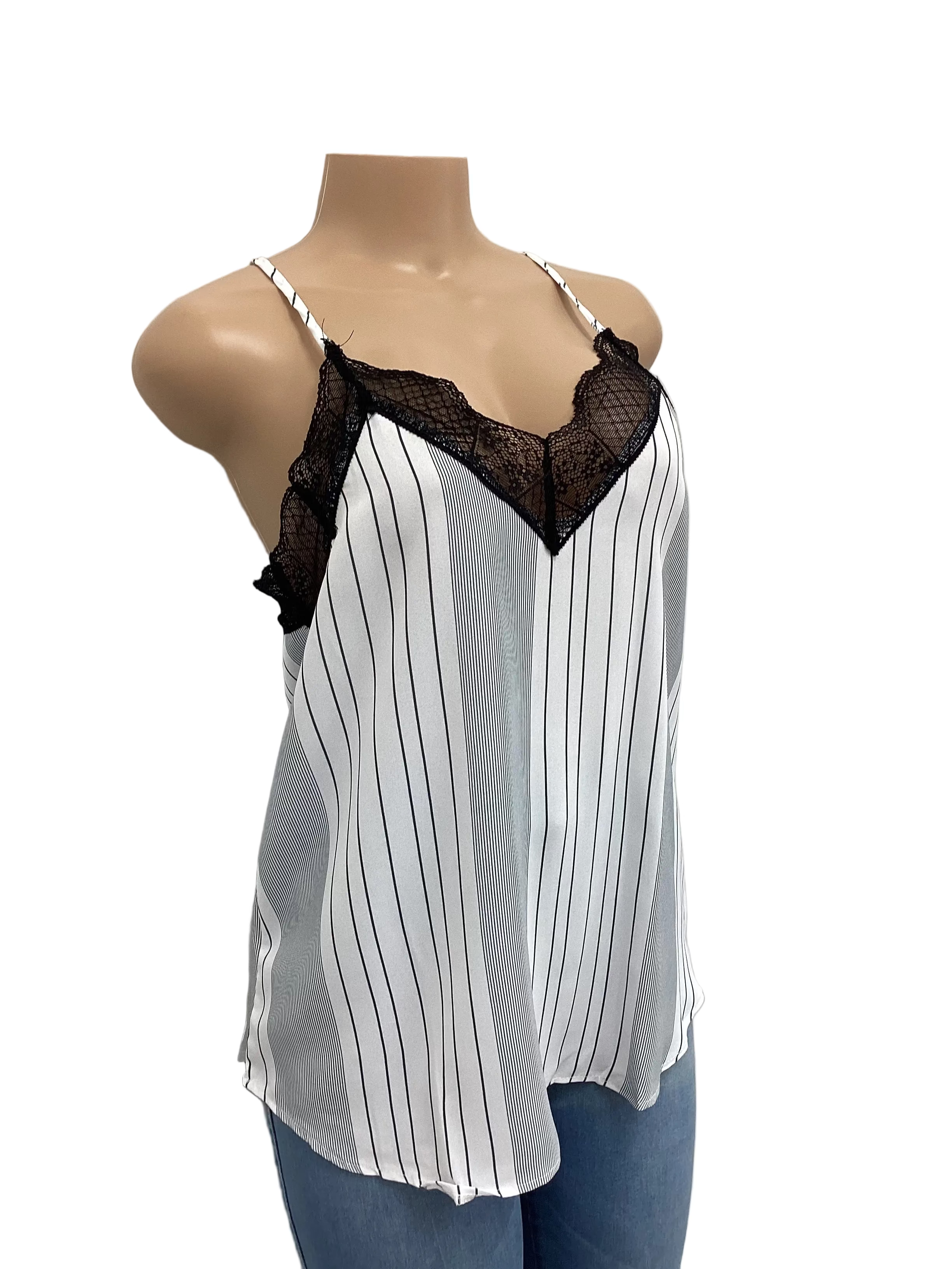 Striped Laced Cami Top - Closet Space