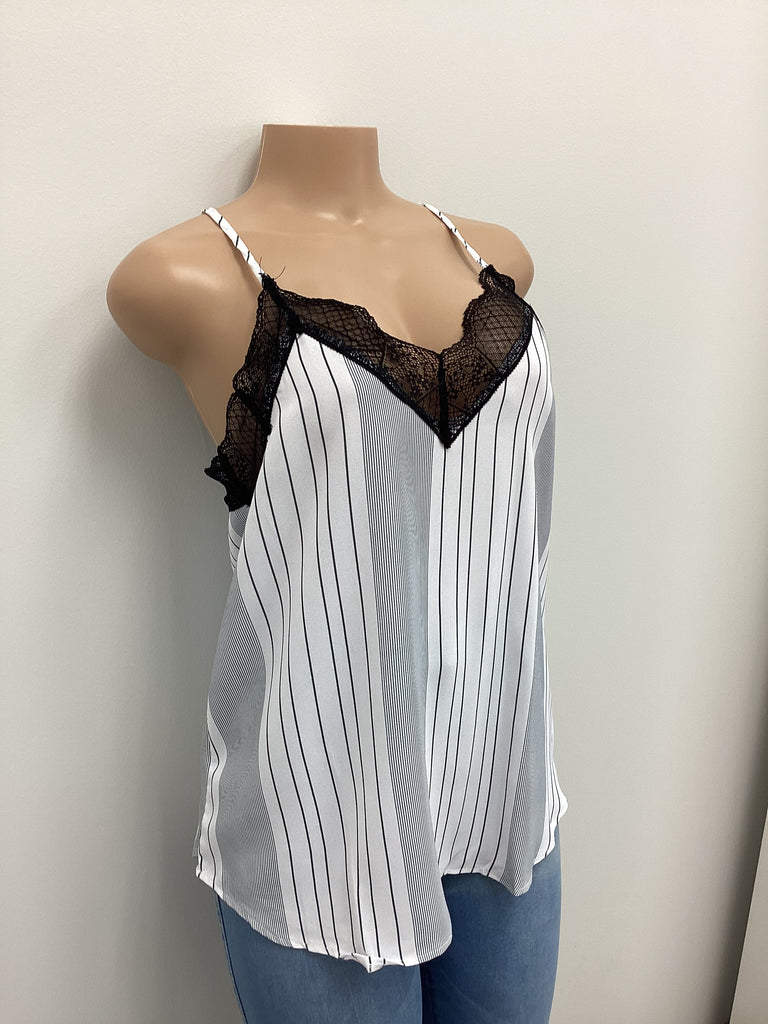 Striped Laced Cami Top - Closet Space