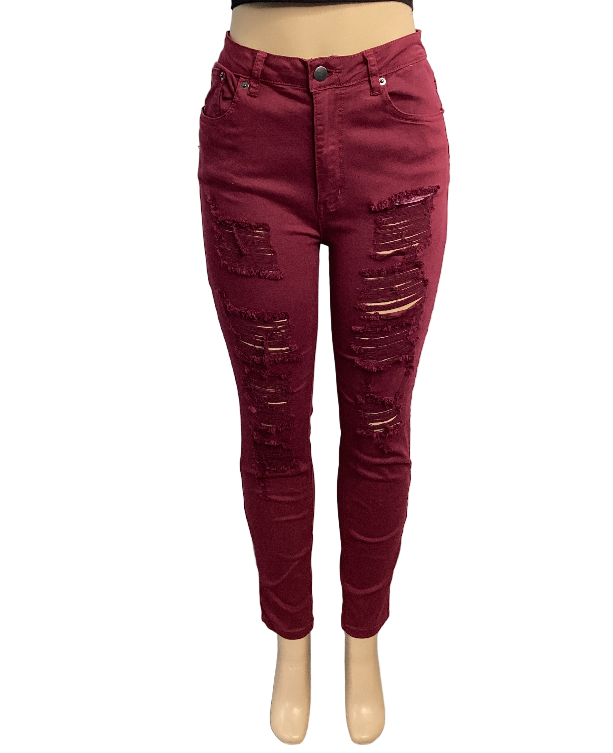 Stretch Distressed Rip Fitted Pant