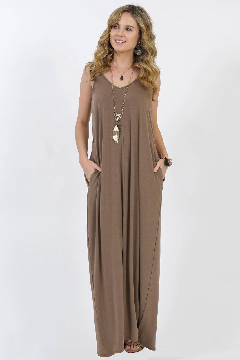 Maxi Dress with Adjustable Strap & Pockets - Closet Space