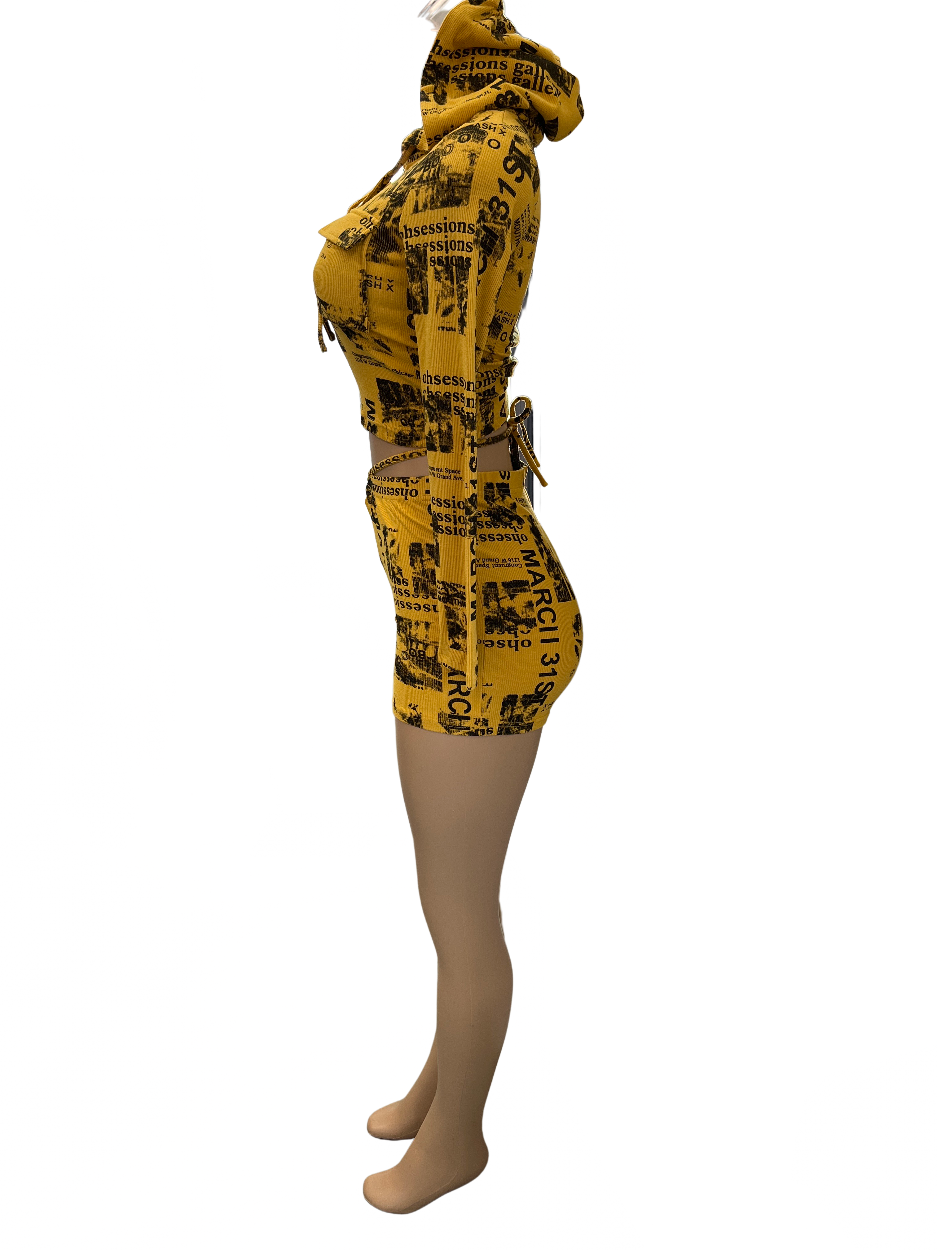 2 Piece Letter Print Hoodie and Shorts - Closet Space