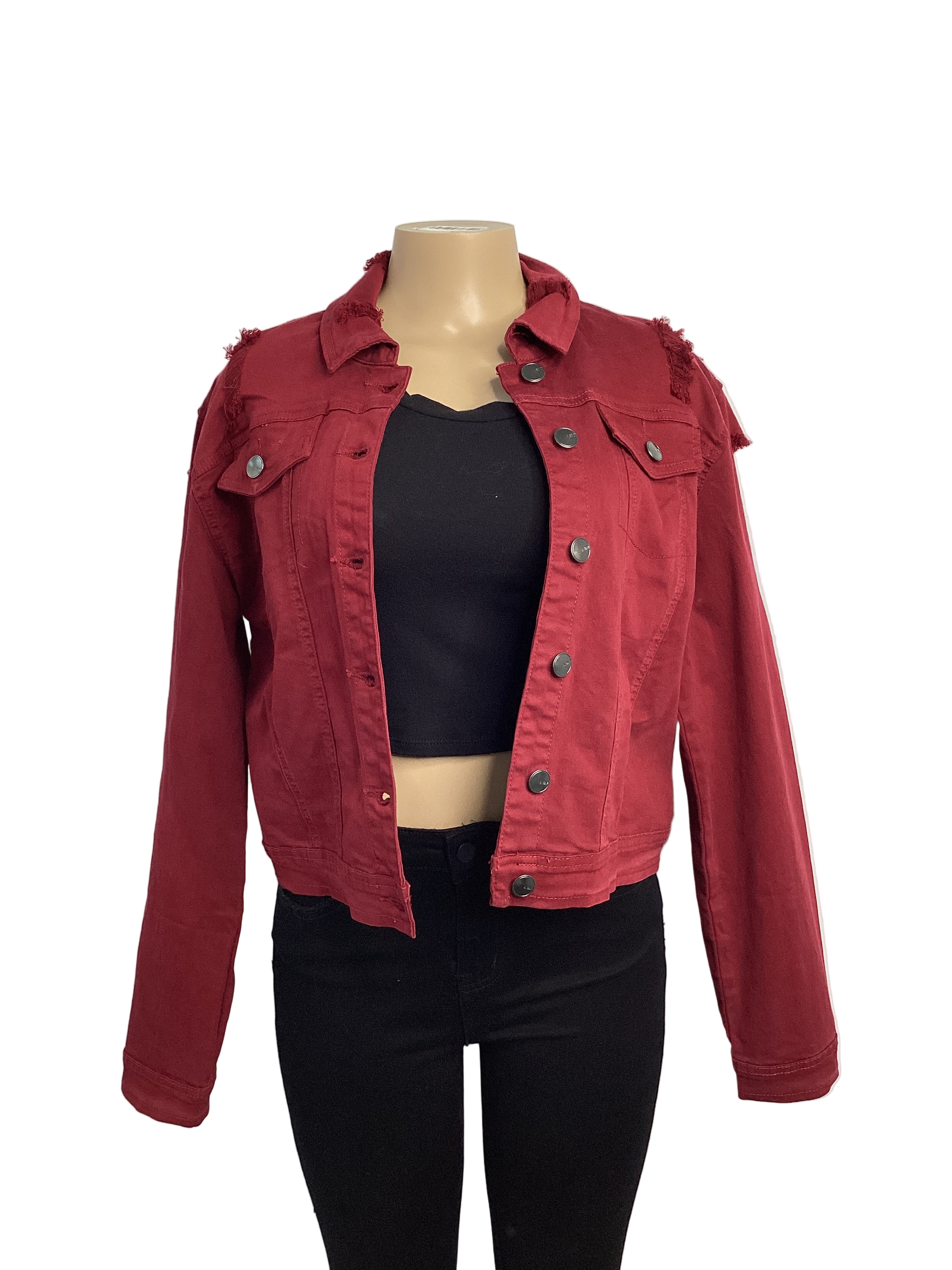 Curvy - Distressed Fitted Crop Jacket