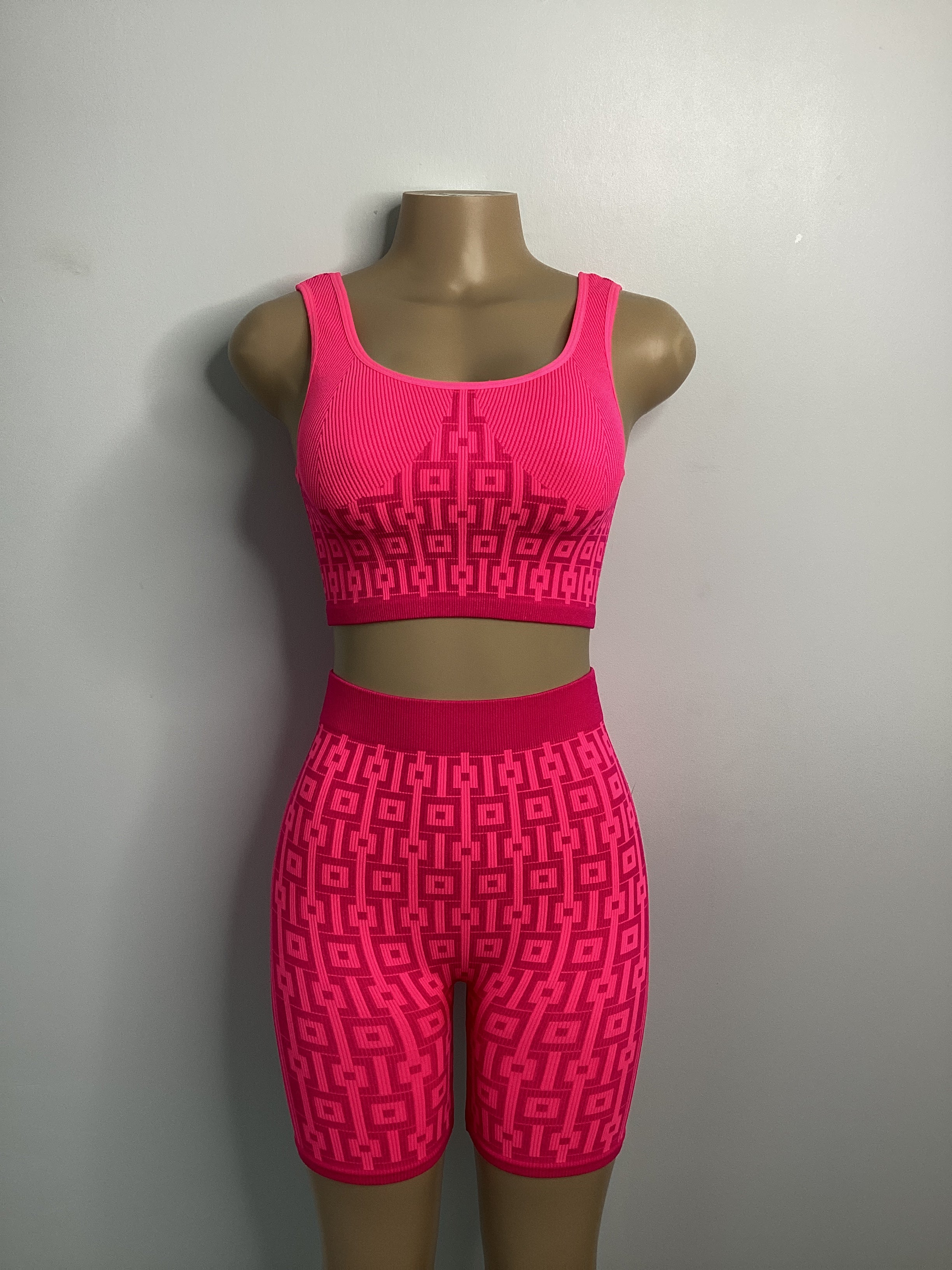 Seamless Print Jacquard Tank Top and Short Set - Closet Space