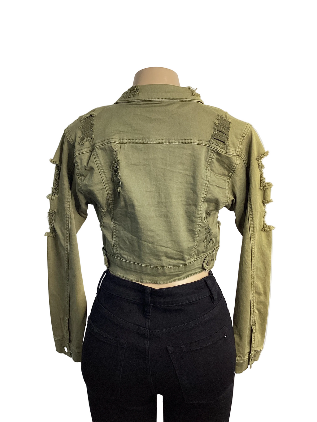 Cropped Fitted Distressed Jacket