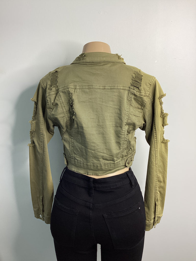 Cropped Fitted Distressed Jacket - Closet Space