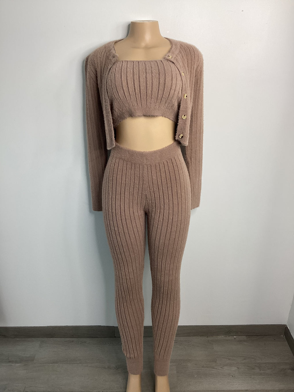 Mohair Cable Knit 3 Piece Set - Closet Space