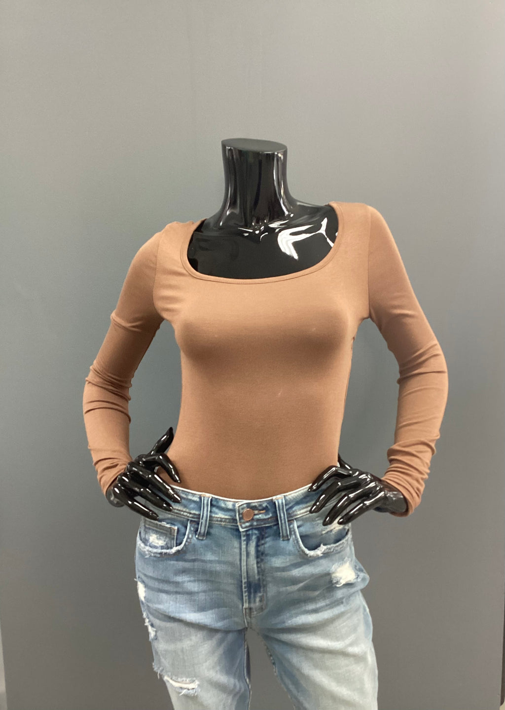 Long Sleeve Backless Bodysuit - Closet Space